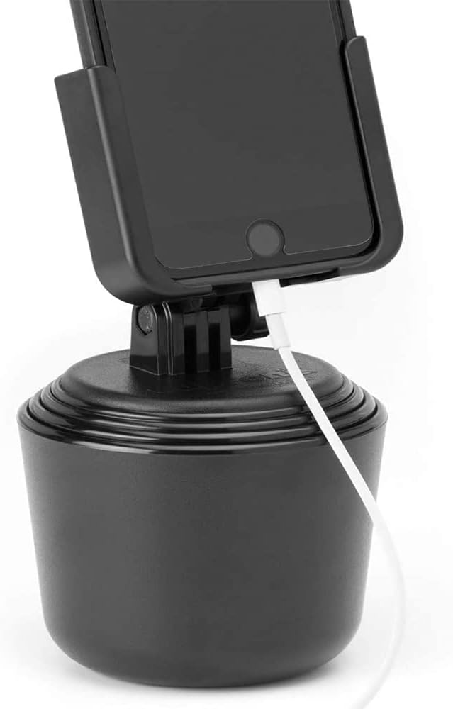WeatherTech CupFone – Adjustable, Universal Cup Holder Phone Mount Accessory for Car – Compatible with iPhone & Other Smartphones – Open Access Design for Cell Phone Charging