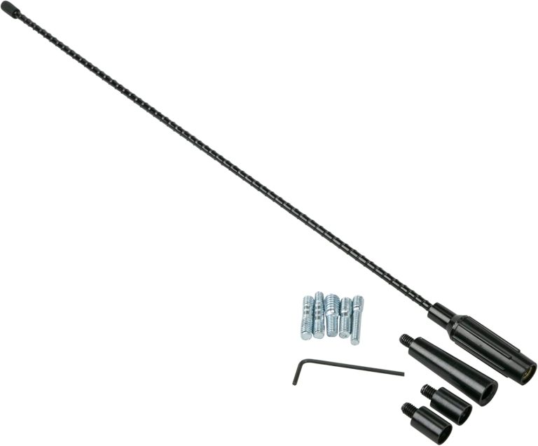 Scosche RMFB17-WP1 17″ Universal Car Radio Spiral Antenna Mast – Top Mount Replacement Mast with Threaded Adapters and Spacers – Domestic and Import Vehicles – AM/FM Auto Antenna – Car Truck and SUV