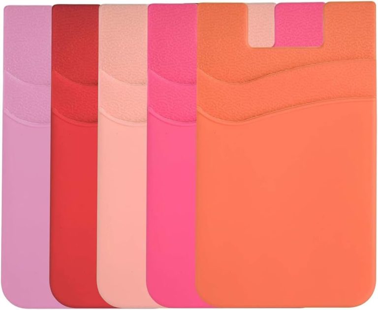 BIAJIYA Card Holder for Back of Phone, Pouch Silicone Wallet Sleeve Pocket Stick-on ID Credit Card for All Smartphones