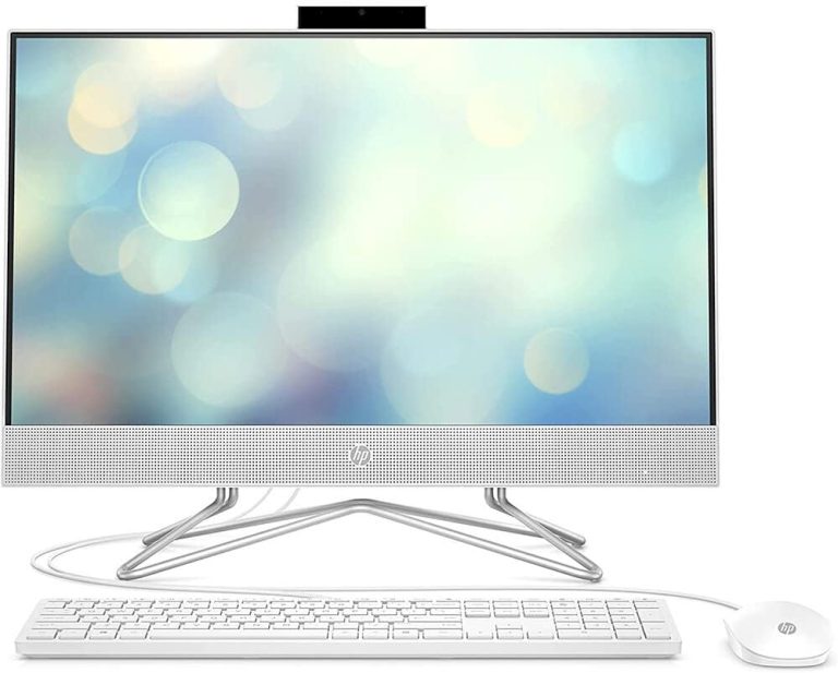 HP 24″ All-in-One Desktop, AMD Athlon Silver 3050U Processor, AMD Radeon Graphics, 8 GB RAM, 256 GB SSD, Windows 11 Home (24-dd0210, Snow white)