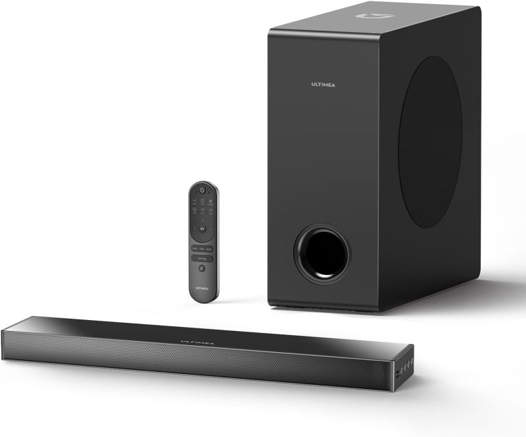 ULTIMEA Sound Bars for Smart TV with Subwoofer, 160W Peak Power, 2.1 Deep Bass PC Soundbar for Game, Bass Boost, Bluetooth 5.3 Home Audio Sound Bars Work with HDMI ARC, Ultra-Slim Series Nova S40