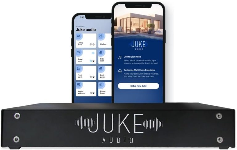Juke-6 | 6 Zone Audio Amplifier | Wirelessly Controlled Multi-Room Audio System | Compatible with Airplay 2, Spotify Connect, Bluetooth, DLNA