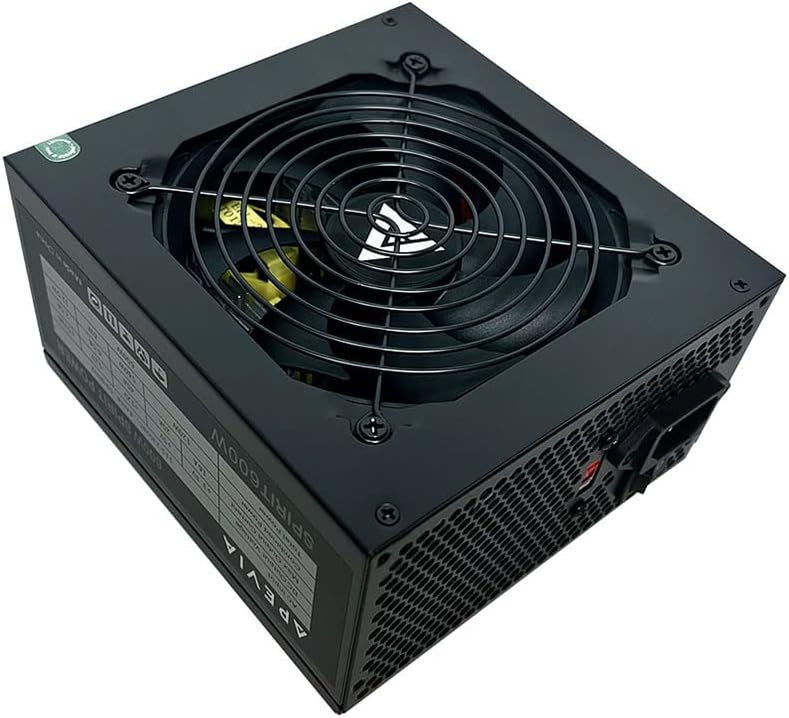 Apevia SPIRIT600W Spirit 600W ATX Power Supply with Auto-Thermally Controlled 120mm Fan, 115/230V Switch, All Protections Apevia SPIRIT600W Spirit 600W ATX Power Supply with Auto-Thermally Controlled 120mm Fan, 115/230V Switch, All Protections