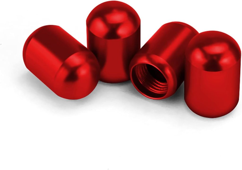 JUSTTOP 4PCS Car Tire Valve Stem Caps, Air Caps Cover, Universal for Cars, SUVs, Bike, Trucks and Motorcycles, Car Wheel & Tire Exterior Accessories-Red
