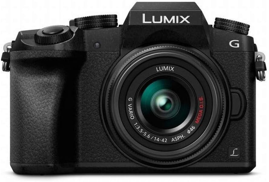 Panasonic LUMIX G7 4K Digital Camera, with LUMIX G VARIO 14-42mm Mega O.I.S. Lens, 16 Megapixel Mirrorless Camera, 3-Inch LCD, DMC-G7KK (Black) Panasonic LUMIX G7 4K Digital Camera, with LUMIX G VARIO 14-42mm Mega O.I.S. Lens, 16 Megapixel Mirrorless Camera, 3-Inch LCD, DMC-G7KK (Black)