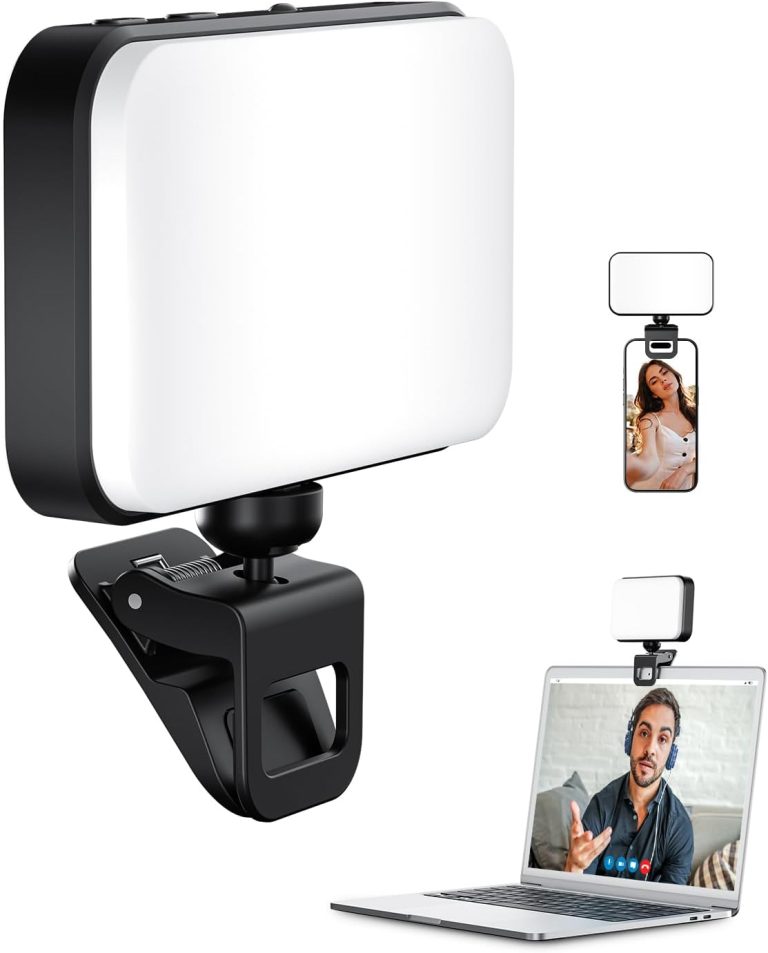 Selfie Light for Phone, Clip On Light, Portable Fill Light, Video Conference Lighting, for Laptop, Zoom Meeting, 3 Color Temperatures 5 Level Brightness, Lightweight, Tiktok/YouTube Video