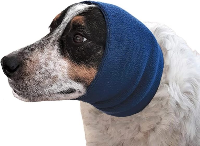 Happy Hoodie The Original Dog & Cat Calming Band, Anxiety Relief/Noise Protection-Grooming-Thunder-Fireworks (Large, Blue)