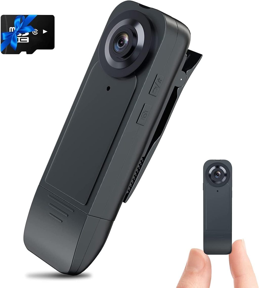 Mini Body Camera 2024 Upgrade 1080P HD Portable Bodycam with 64GB Card, Night Vision and Motion Detection 6H Auto Overwrite 1000mA for Cycling Home Office Security