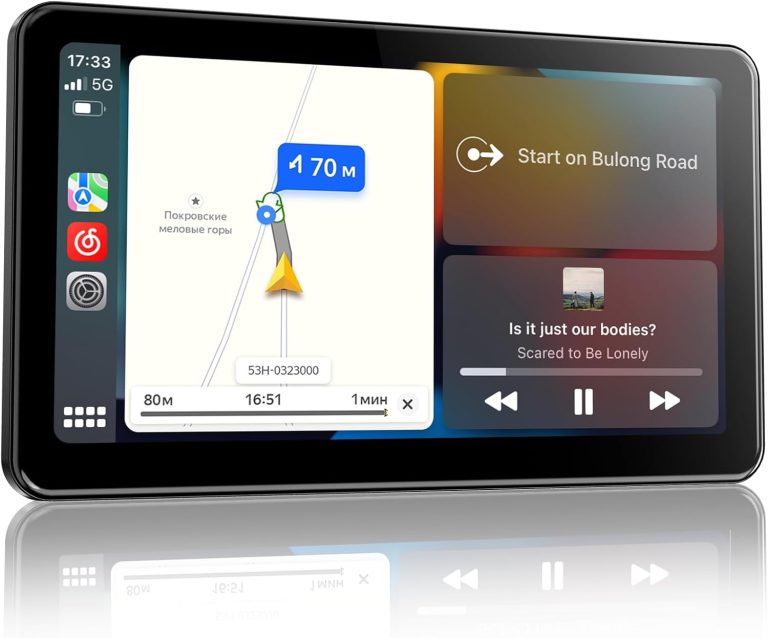 7-inch Portable Carplay Screen for Car Compatable with Apple CarPlay and Android Auto,Wireless Car Play Unit with GPS Navigation,Bluetooth,Mirror Link,Touch Screen for All Vehicles
