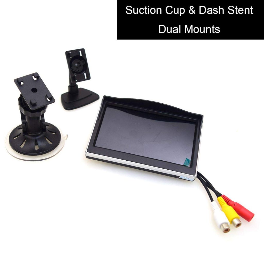 EKYLIN Car Monitor, 5″ Wide Input Truck/in-Car LCD Screen, Dual Mounting Bracket, 2 RCA Channel for Backup Camera/Rear View/DVD/Media Player EKYLIN Car Monitor, 5″ Wide Input Truck/in-Car LCD Screen, Dual Mounting Bracket, 2 RCA Channel for Backup Camera/Rear View/DVD/Media Player