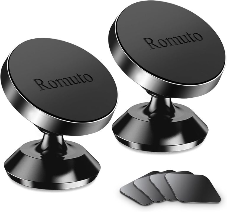 【 2-Pack 】 Magnetic Phone Holder for car Dashboard [ Strong Magnet ] [ 4 Metal Plate ] iPhone Magnetic Phone Mount for car, [ 360° Rotation ] Universal Dash Car Mount Fits All Cell Phone