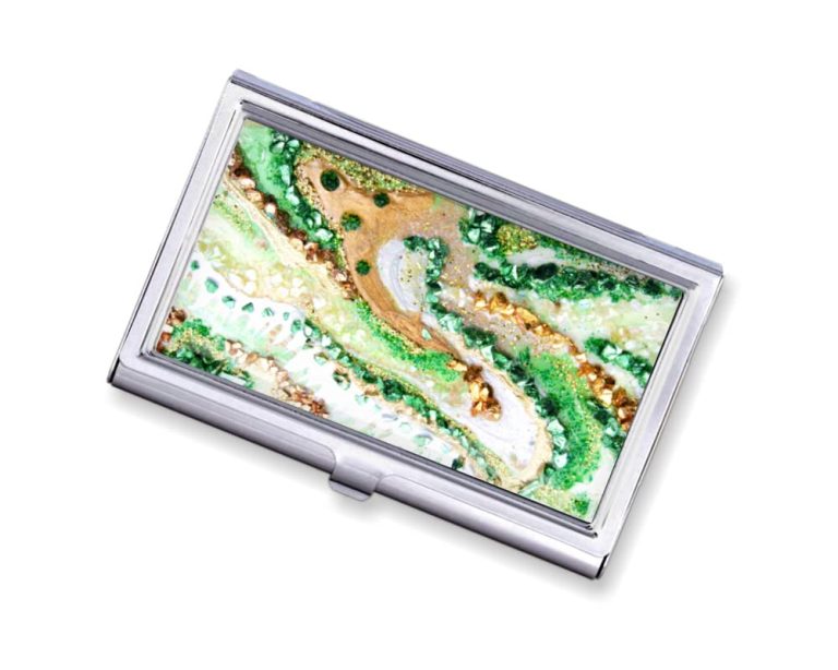 resin art business card case gift for lawyer, pour art business card holder, decorative credit card case (STYLE C)