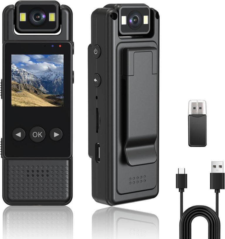 Body Camera 1080P Mini Body Cam Portable Video Recorder, 180° Rotation Lens Small Body Worn Camcorder for Outdoor, Law Enforcement, Travel, Sport, Personal Civilians
