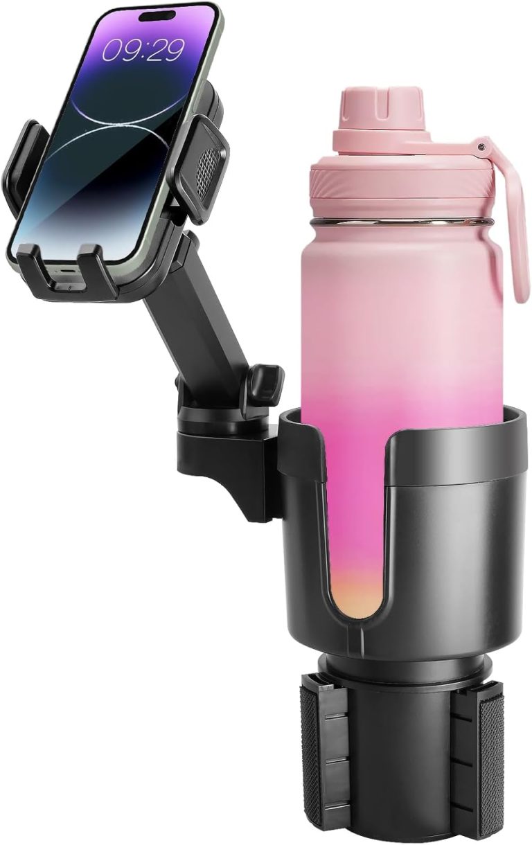 Cup Holder Phone Mount for Car,2 in 1 Cup Holder Expander for Car with 360°Rotation Long Arm Phone Holder Cell Phone Holder for Car Compatible with All Smartphones