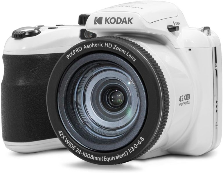 KODAK PIXPRO AZ425-WH 20MP Digital Camera 42X Optical Zoom 24mm Wide Angle Lens 1080P Full HD Video Optical Image Stabilization Li-Ion Battery 3″ LCD Vlogging Camera (White)