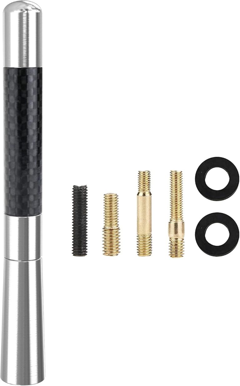 Universal Silver Car Antenna Mast Carbon Fiber Truck Vehicle Replacement Short Antenna 4.7 inch Compatible with Ford, Dodge, Jeep, Toyota, Nissan, Mazda