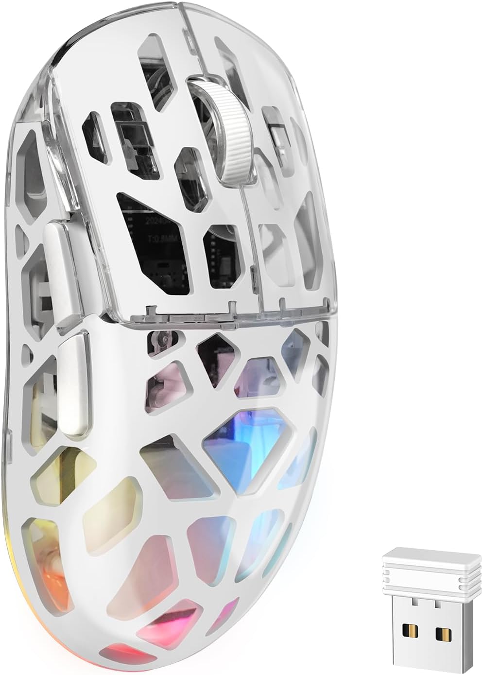 KM-2 Gaming Mouse, Wireless Mouse for Laptop with Transparent Honeycomb Shell, Tri-Mode 2.4G/Type-C/BT 5.2, 11 RGB Lights, 60Hrs Ergonomic Programmable Computer Gamer Mice for Windows PC Mac KM-2 Gaming Mouse, Wireless Mouse for Laptop with Transparent Honeycomb Shell, Tri-Mode 2.4G/Type-C/BT 5.2, 11 RGB Lights, 60Hrs Ergonomic Programmable Computer Gamer Mice for Windows PC Mac