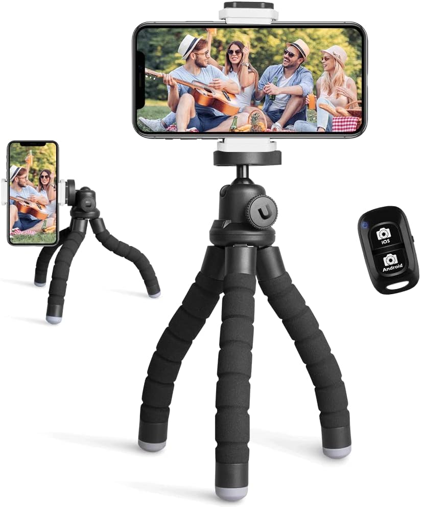 Ubeesize Phone Tripod, Portable and Flexible Tripod with Wireless Remote and Clip, Cell Phone Tripod Stand for Video Recording Black Ubeesize Phone Tripod, Portable and Flexible Tripod with Wireless Remote and Clip, Cell Phone Tripod Stand for Video Recording Black