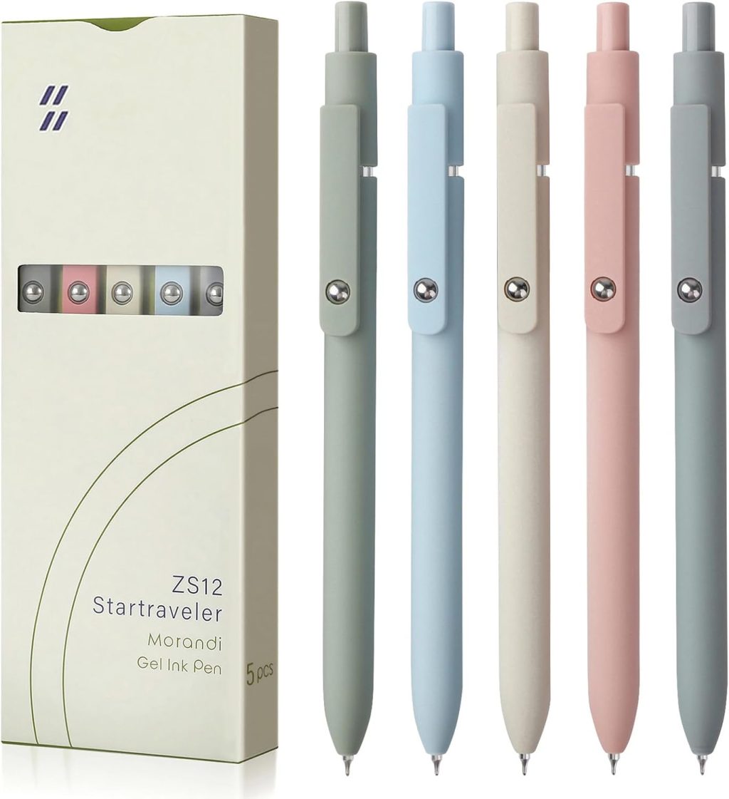 FIOVER Gel Pens, 5pcs 0.5mm Quick Dry Black Ink Pens Fine Point Smooth Writing Pen High-End Series Pens Ballpoint for School Office Home Supplies (Morandi) FIOVER Gel Pens, 5pcs 0.5mm Quick Dry Black Ink Pens Fine Point Smooth Writing Pen High-End Series Pens Ballpoint for School Office Home Supplies (Morandi)