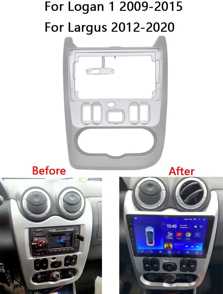 YuYue Electronic 9 Inch Radio Fascia Compatible with Renault Logan Sandero 2009-2013 2 DIN Car Stereo Audio DVD Player Panel Adapter Frame Dash Mount Bezel YuYue Electronic 9 Inch Radio Fascia Compatible with Renault Logan Sandero 2009-2013 2 DIN Car Stereo Audio DVD Player Panel Adapter Frame Dash Mount Bezel
