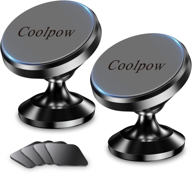 Coolpow 【2-Pack】 Magnetic Phone Holder for Car Phone Holder Mount【Strong Magnet】 Phone Mount for Car Mount for iPhone Magnetic Car Phone Holder【4 Plate】 Cell Phone Holders for Your Car Accessories