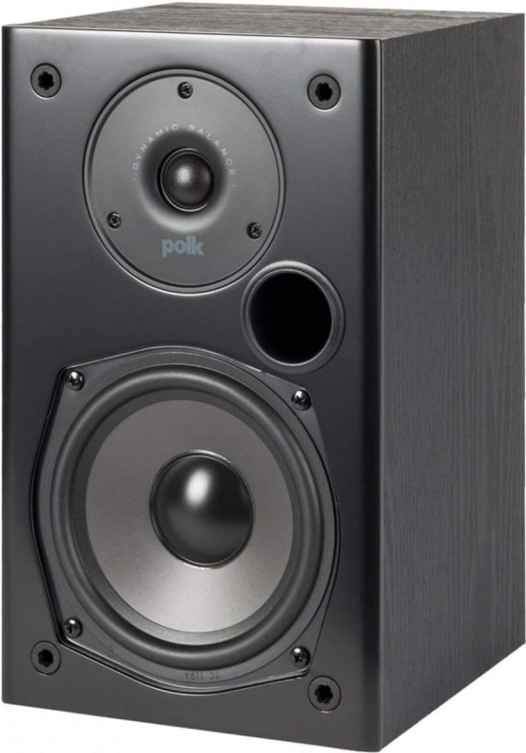 Polk Audio T15 100 Watt Home Theater Bookshelf Speakers – Hi-Res Audio with Deep Bass Response, Dolby and DTS Surround, Wall-Mountable, Pair, Black