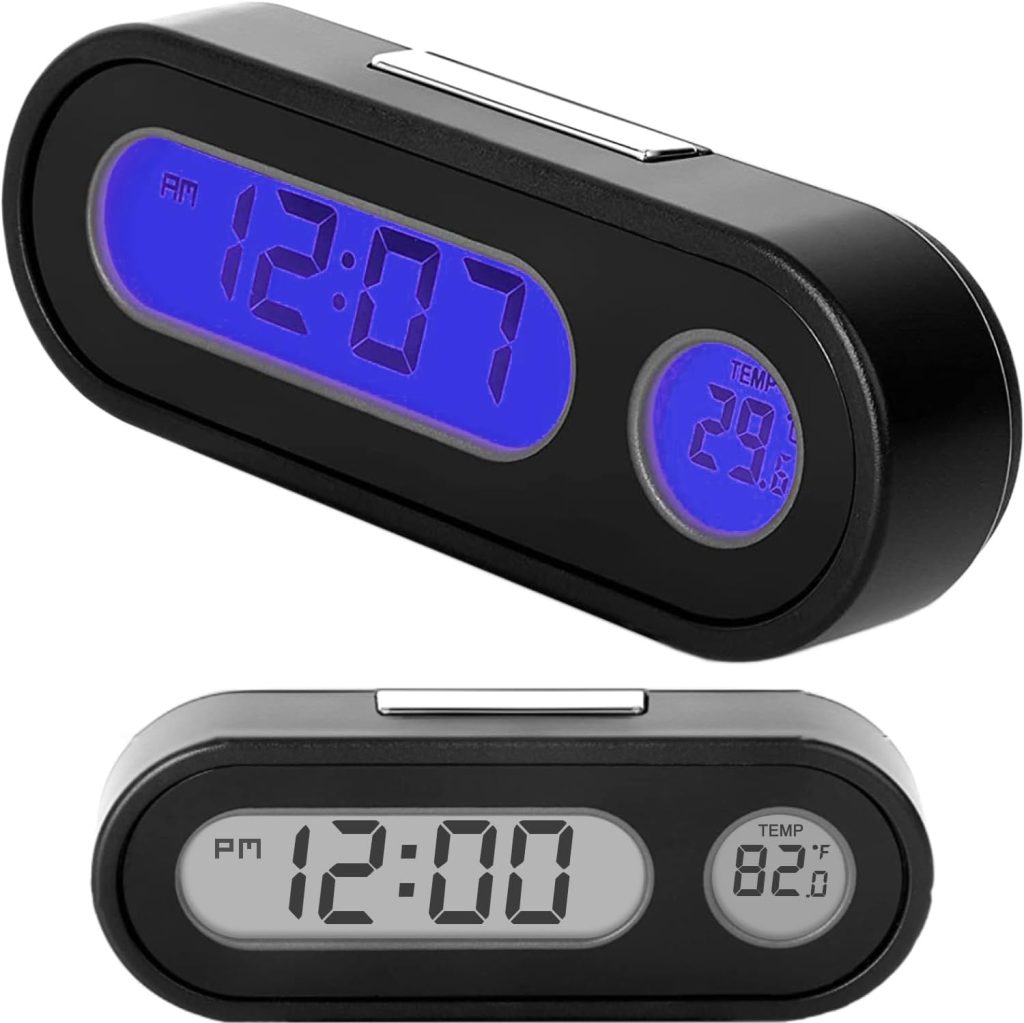 Car Clocks and Temperature with Fahrenheit Blue Backlight 2 in 1, Small Electronic Clock for Dashboard Car Clock, Vehicle Lcd Backlight Digital Dashboard Clock Mini Clock Adhesive (Includes Battery) Car Clocks and Temperature with Fahrenheit Blue Backlight 2 in 1, Small Electronic Clock for Dashboard Car Clock, Vehicle Lcd Backlight Digital Dashboard Clock Mini Clock Adhesive (Includes Battery)