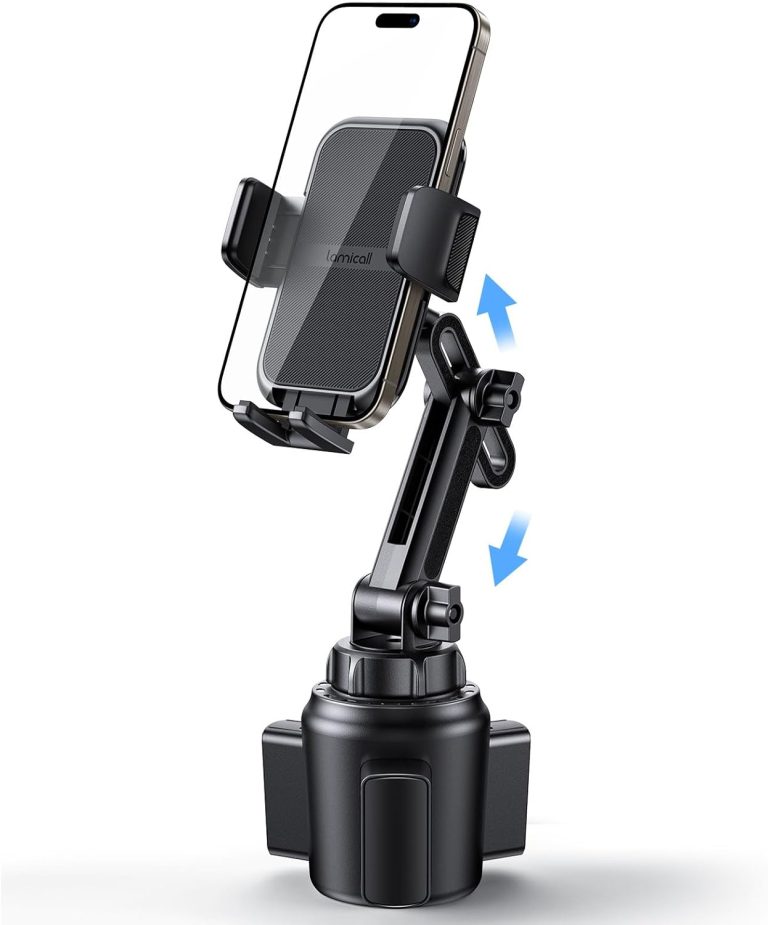 Lamicall Cup Holder Phone Holder for Your Car – [Thick Cases Friendly] Universal Adjustable Cupholder Cell Phone Car Mount for Truck Golf Cart iPhone Samsung Google and All 4-7″ inches Smartphones
