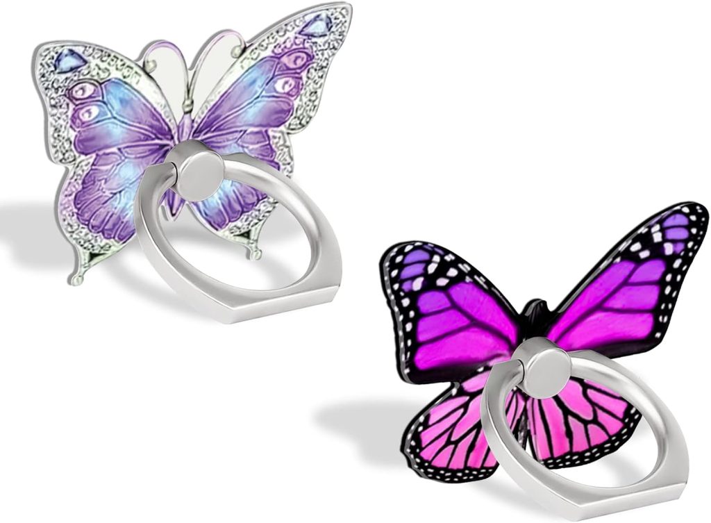 Cell Phone Butterfly Finger Ring Holder 360 Degree Rotation Metal Ring Grip for iPhone Samsung Galaxy All Smartphone Mobile Cute Accessories(Purple & Dark Purple) Cell Phone Butterfly Finger Ring Holder 360 Degree Rotation Metal Ring Grip for iPhone Samsung Galaxy All Smartphone Mobile Cute Accessories(Purple & Dark Purple)