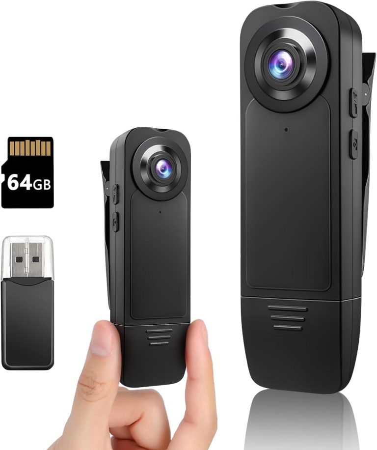 Mini Body Camera 1080P Police Body Camera with Memory Card,Body Worn Cam,Premium Portable,Wearable Patrol Video Recording Camcorder for Security,Work Records,Guard (64GB)