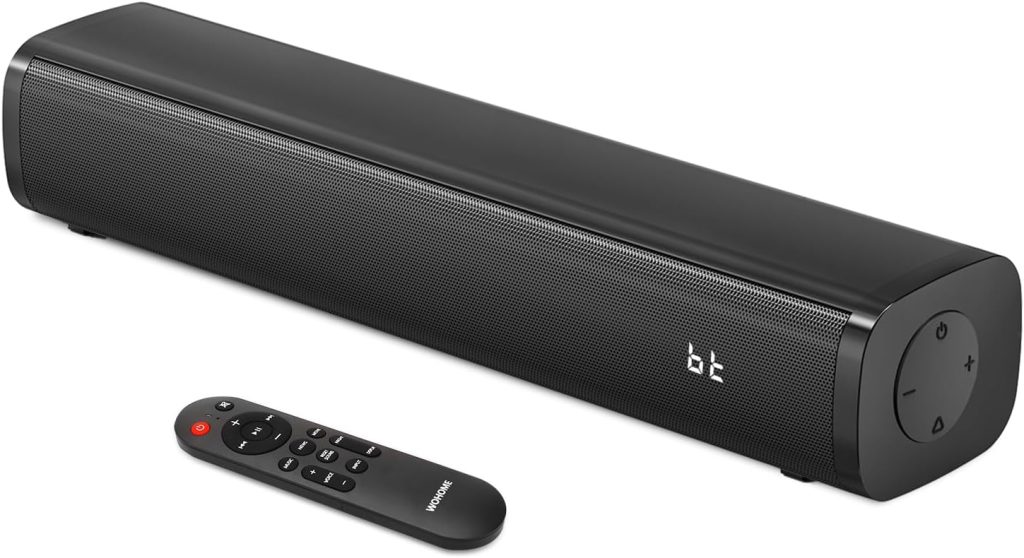 Wohome 2.1ch Small Sound Bars for TV with 6 Levels Voice Enhancement, Built-in Subwoofer, 16 Inches Bluetooth Soundbar Speakers with Optical/AUX/USB Connection, S100 (Pure Black) Wohome 2.1ch Small Sound Bars for TV with 6 Levels Voice Enhancement, Built-in Subwoofer, 16 Inches Bluetooth Soundbar Speakers with Optical/AUX/USB Connection, S100 (Pure Black)