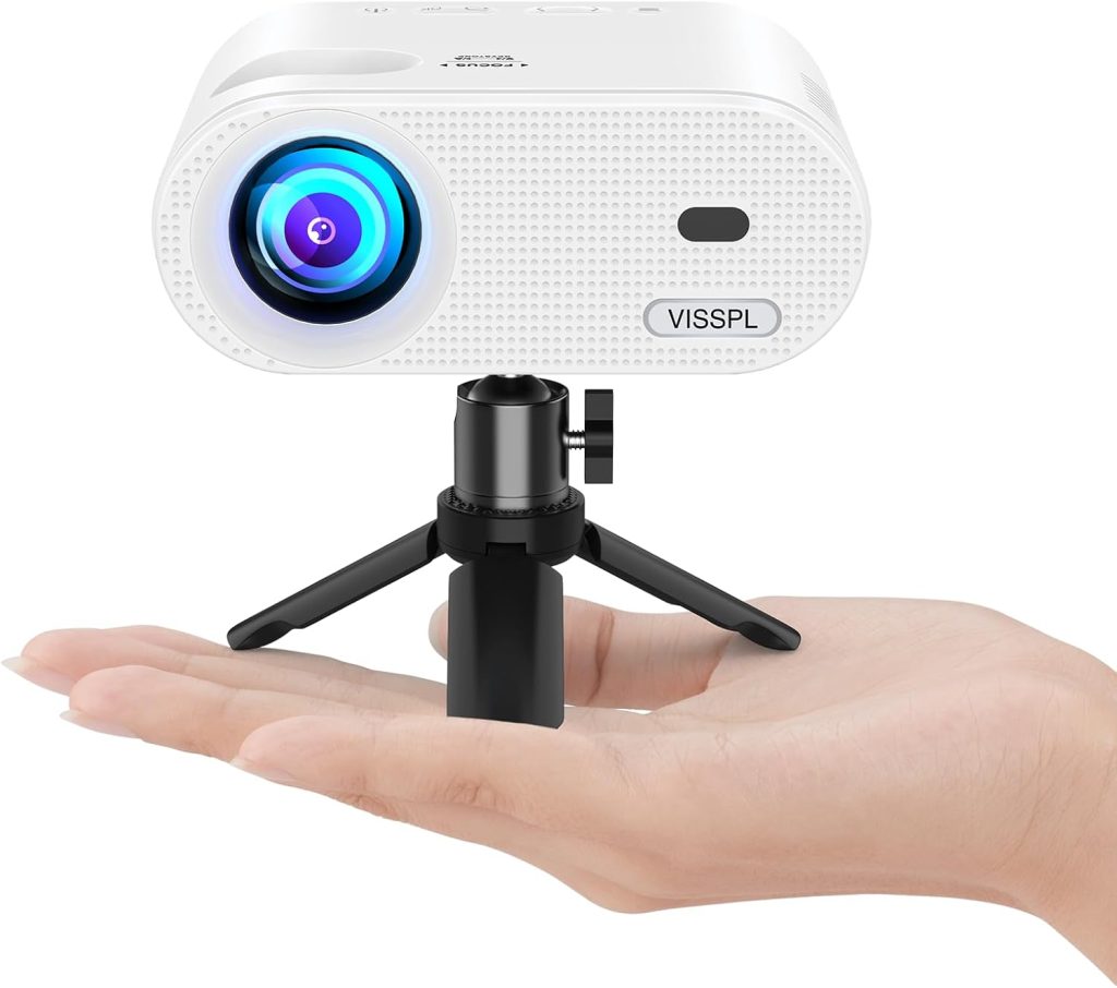 Mini Projector, VISSPL Full HD 1080P Video Projector, Portable Outdoor Projector with Tripod, Kids Gift, Home Theater Movie Phone Projector Compatible with Android/iOS/Windows/TV Stick/HDMI/USB Mini Projector, VISSPL Full HD 1080P Video Projector, Portable Outdoor Projector with Tripod, Kids Gift, Home Theater Movie Phone Projector Compatible with Android/iOS/Windows/TV Stick/HDMI/USB