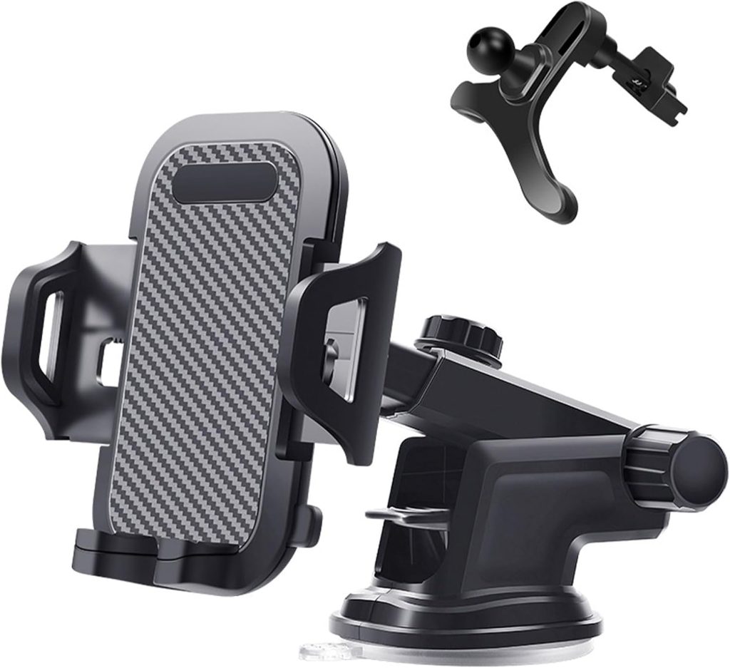 Car Phone Mount, [Thick Case & Big Phones Friendly] Long Arm Universal Phone Holder for Car Dashboard Windshield Air Vent Hands Free Cell Phone Holder Compatible with All Mobile Phones