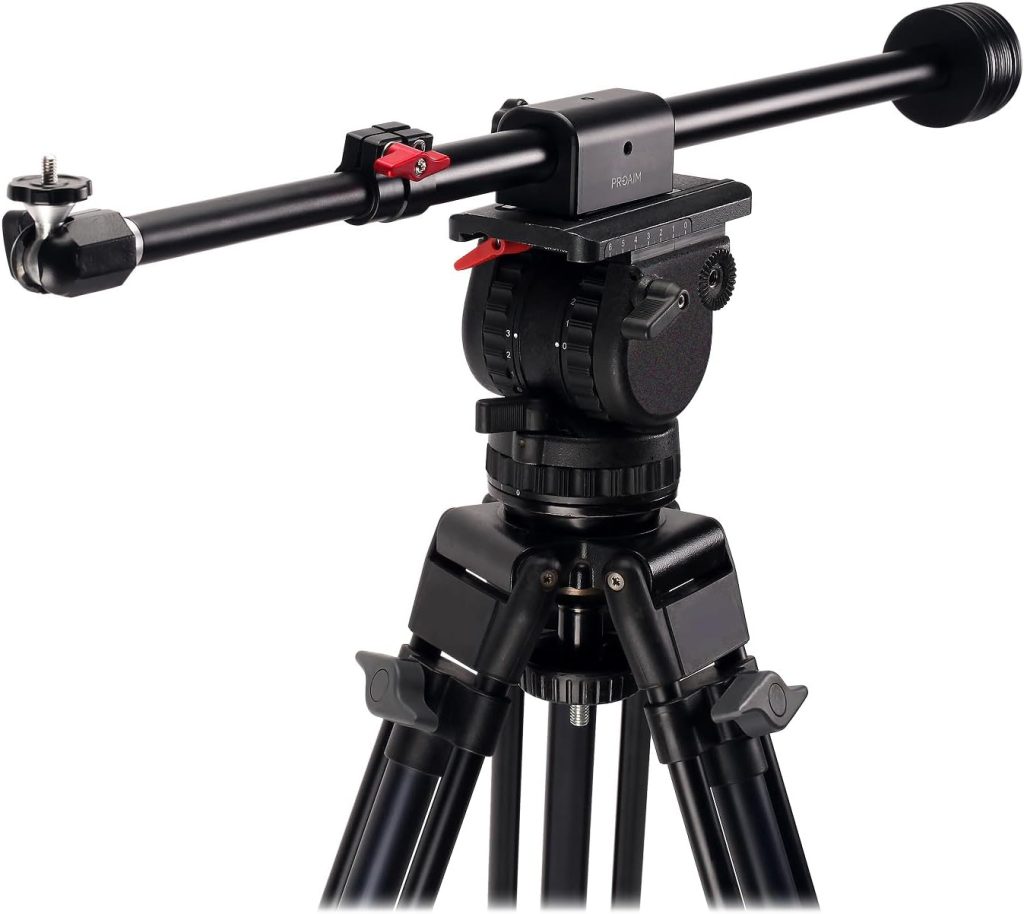 PROAIM Overhead Photo and Video Camera Boom Pole for Tripod. Telescopic Aluminum Grip Arm for High/Low Shot with Tripod Adapter, Ball Head & Counterweight. Payload up to 5kg/11lb. (P-OHBP-01)