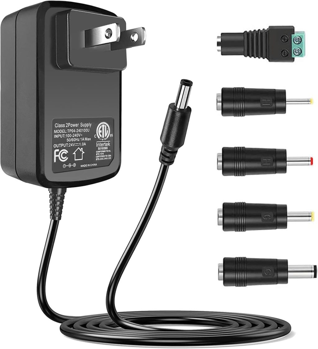 100V-240V to 24V 1A AC/DC Switching Power Supply Adapter with 5 Selectable Adapter Plugs 100V-240V to 24V 1A AC/DC Switching Power Supply Adapter with 5 Selectable Adapter Plugs