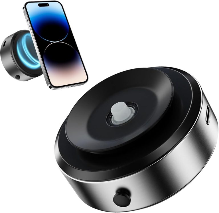 Electric Vacuum Magnetic Suction Car Phone Mount, Strong Suction for Car Kitchen Mirro Gym Bath Shower & All Smooth Surface, Portable&Easy to use, Compatible with iPhone & Android (Silver)