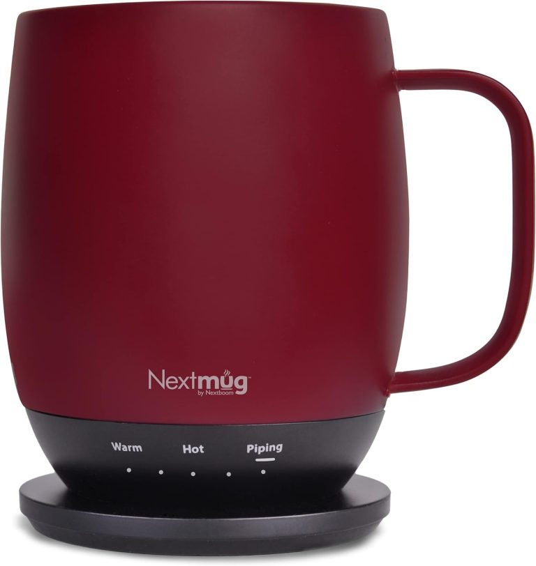 Nextmug – Temperature-Controlled, Self-Heating Coffee Mug (Burgundy – 14 oz.)