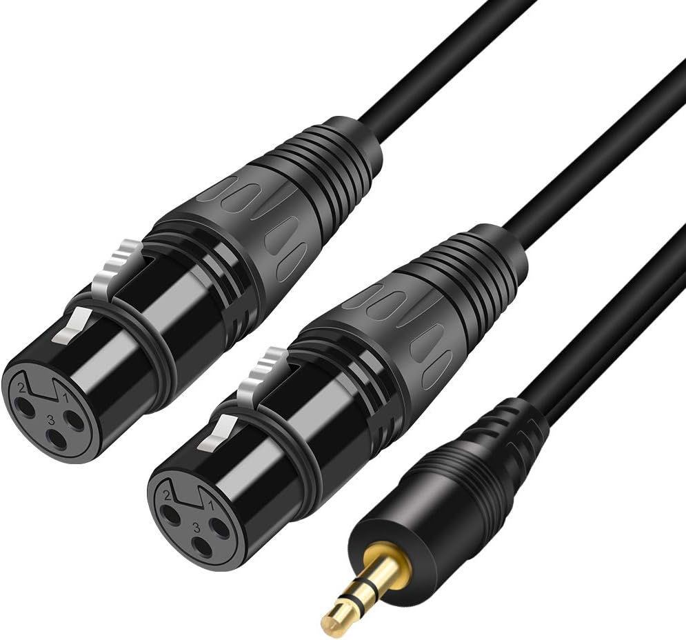 3.5mm TRS Stereo Male to Dual XLR Female Y-Splitter Cable,3.5mm (1/8Inch) to 2 XLR Female Microphone Adapter Cable (3.5mm to 2 XLR Female,5ft) 3.5mm TRS Stereo Male to Dual XLR Female Y-Splitter Cable,3.5mm (1/8Inch) to 2 XLR Female Microphone Adapter Cable (3.5mm to 2 XLR Female,5ft)