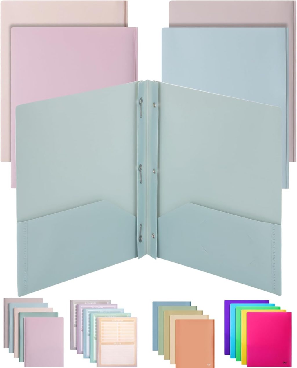 Mr. Pen- Plastic Folders with Pockets and Prong, 5 Pack, Muted Pastel Colors, Pocket Folders, File Fasteners, 2 Folder, Two Mr. Pen- Plastic Folders with Pockets and Prong, 5 Pack, Muted Pastel Colors, Pocket Folders, File Fasteners, 2 Folder, Two