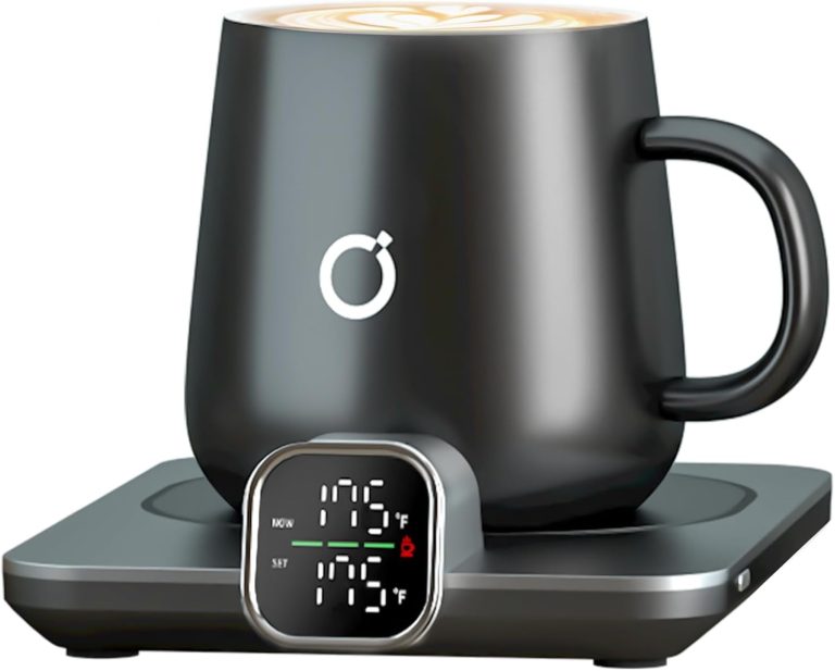 Smart Heated Coffee Mug Warmer & Mug Set – Heated Mug Warmer with Auto Shut Off, 1°F Precise Temperature Control Mug Warmer, Electric Coffee Mug Warmer for Desk, Birthday Gifts for Women and Men