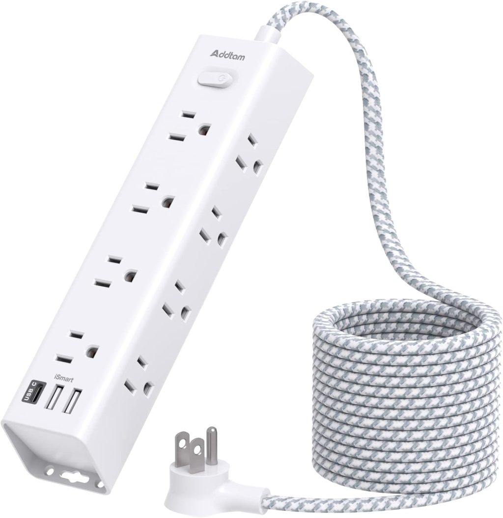 Surge Protector Power Strip – 10 FT Extension Cord, Power Strip with 12 Widely AC Outlet 3 USB, Flat Plug, Wall Mount Overload Protection, 1050J, Desk Charging Station for Home Office, ETL Listed Surge Protector Power Strip – 10 FT Extension Cord, Power Strip with 12 Widely AC Outlet 3 USB, Flat Plug, Wall Mount Overload Protection, 1050J, Desk Charging Station for Home Office, ETL Listed