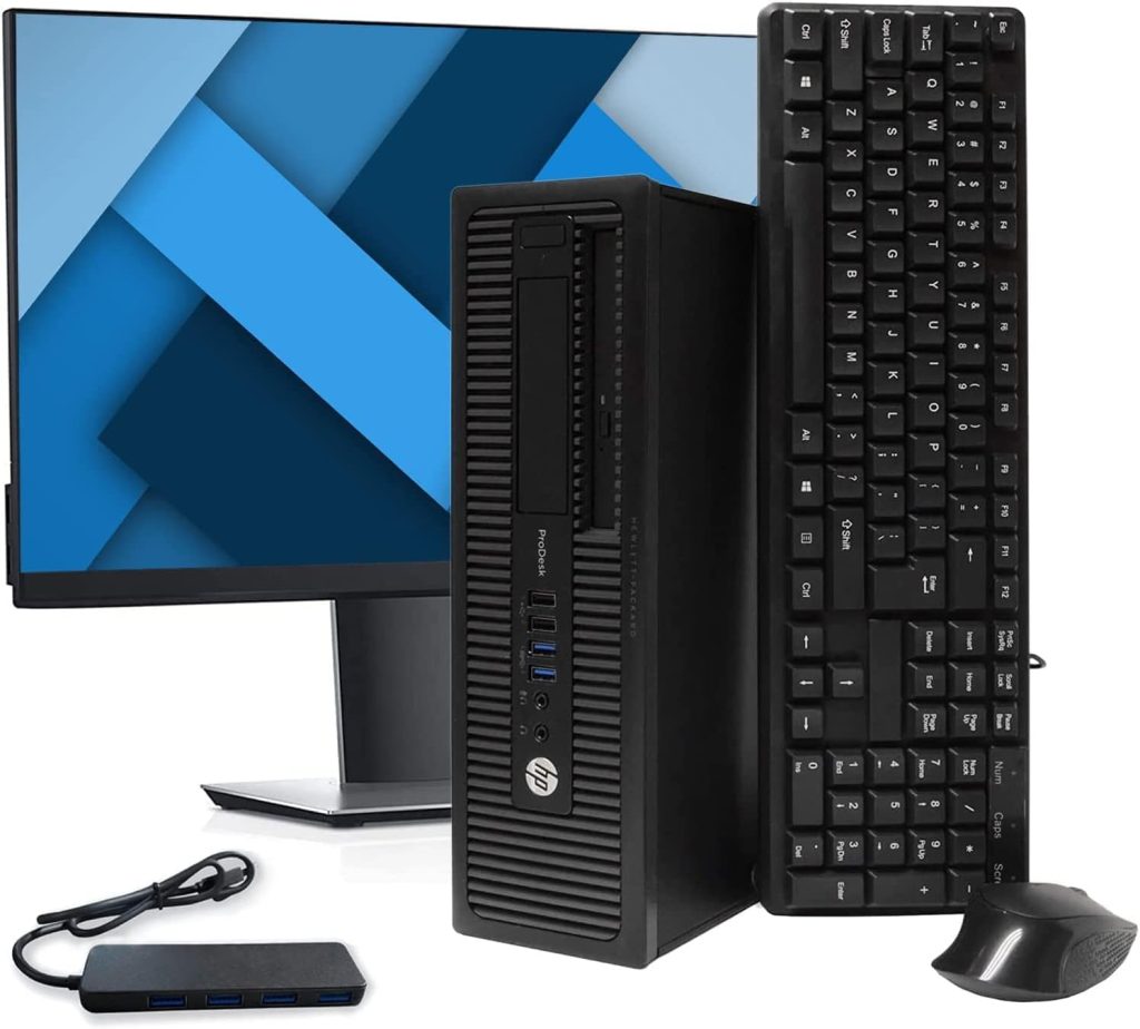 HP Desktop Computer PC Small Form Factor Intel Core i5-4th Gen, 8 GB RAM, 256 GB SDD, Keyboard and Mouse, Wi-Fi Bluetooth, New 24€ Monitor, 4 in 1 USB Hub, 16 GB Flash Drive Windows 10 Pro (Renewed) HP Desktop Computer PC Small Form Factor Intel Core i5-4th Gen, 8 GB RAM, 256 GB SDD, Keyboard and Mouse, Wi-Fi Bluetooth, New 24€ Monitor, 4 in 1 USB Hub, 16 GB Flash Drive Windows 10 Pro (Renewed)