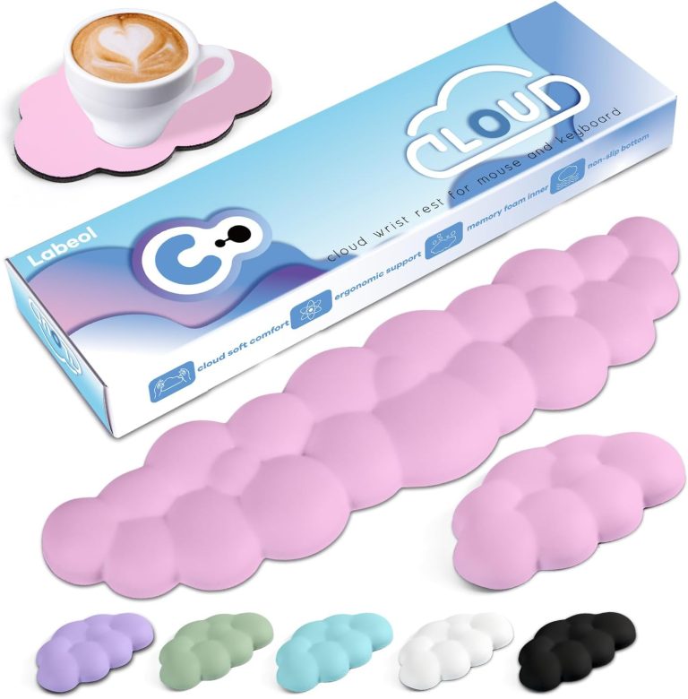 Cloud Wrist Rest for Computer Keyboard Arm Wrist Rest with Non-Slip Base Extended Wrist Rest Ergonomic Memory Foam for Keyboard and Mouse Typing Pain Relief, Office, Gaming, Computer