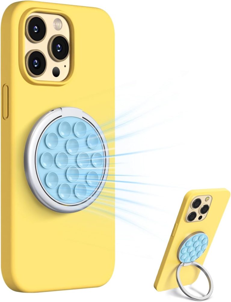 Silicone Suction Cup Phone Mount: 3-in-1 Non Slip Sticky Phone Grip for Smooth Surface, Strong Adhesive Phone Ring Holder for Selfies Tiktok Video, iPhone; Android Compatible Phone Stand, Light Blue