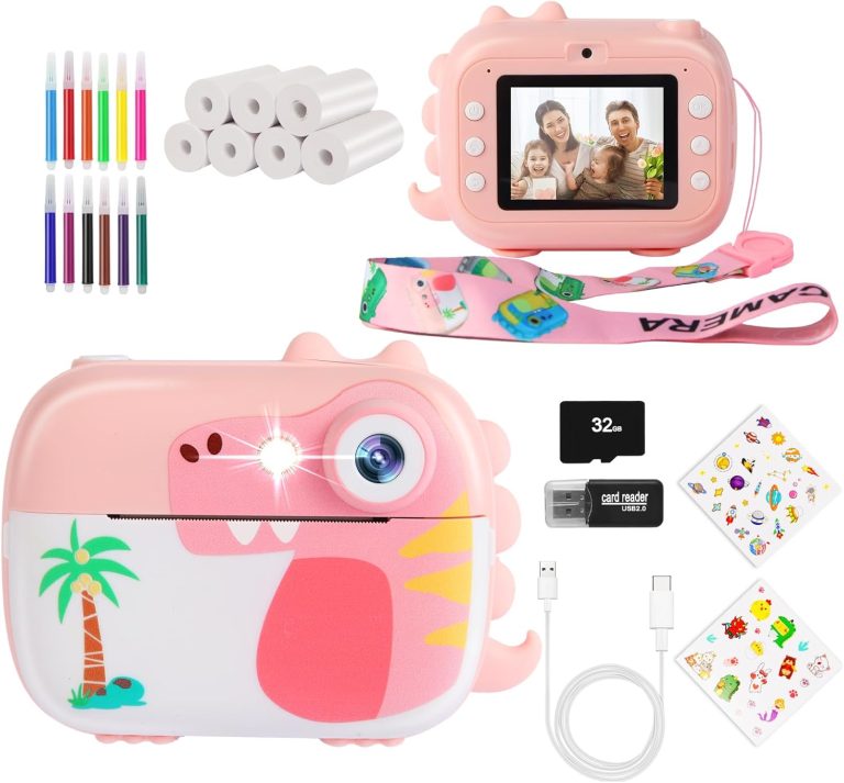 Kids Camera Instant Print,Children Digital Camera Toys with HD Video for Kids Aged 3-12,Christmas Birthday Festival Present for Girls Boys,with 7 Rolls Instant Paper