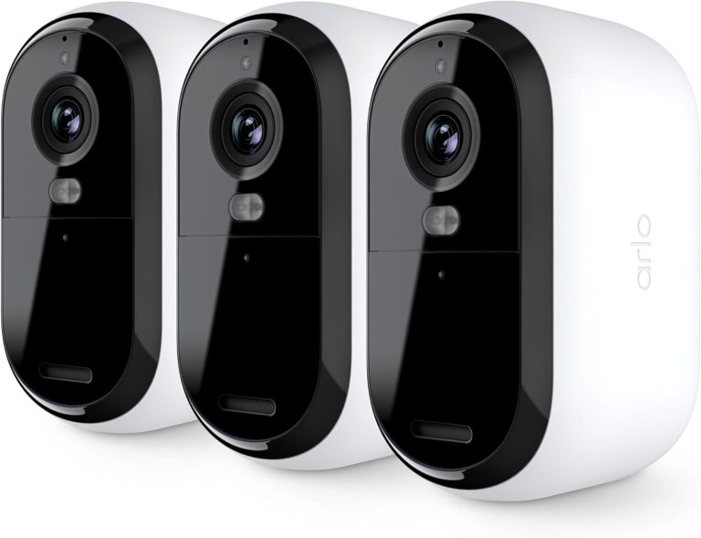 Arlo Essential Security Camera 1080p HD | Indoor – Outdoor | 2nd Gen | Wireless with Spotlight, 2-Way Audio, Color Night Vision, Live Stream, Real Time Notifications, Wide Angle – White, 3 Cameras