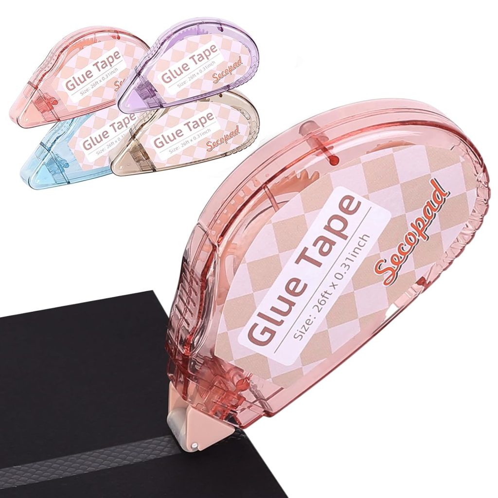 Scrapbook Tape, 4 Pack Double Sided Tape Roller for Crafts, Adhesive Tape Glue Runner Scrapbooking Supplies Journaling School Office for Kids and Adults, 0.3IN x 26FT Scrapbook Tape, 4 Pack Double Sided Tape Roller for Crafts, Adhesive Tape Glue Runner Scrapbooking Supplies Journaling School Office for Kids and Adults, 0.3IN x 26FT