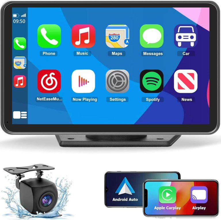 Eleacc Portable Wireless Carplay Car Stereo, 7″ HD Touchscreen for Car with Apple CarPlay & Android Auto with Mirror Link/Backup Camera/Siri/Bluetooth/Navigation/AUX for All Vehicles