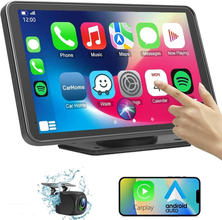 Wireless Car Stereo Compatable with Apple CarPlay and Android Auto,7″ HD Portable Bluetooth CarPlay Touch Screen for Car,with Backup Camera Car Play for All Cars Vehicle Overhead Video
