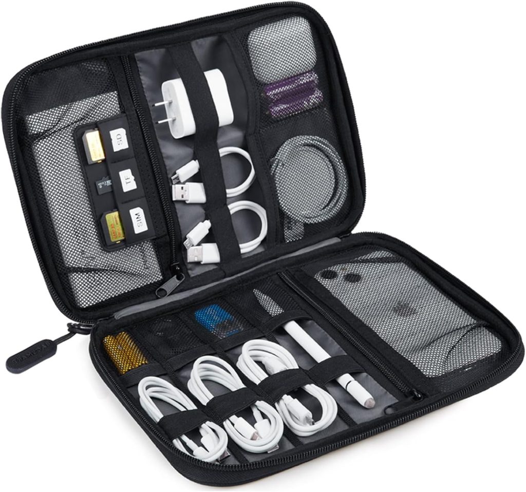 BAGSMART Electronics Organizer Travel Case, Small Cable Organizer Bag for Essentials, Tech Organizer as Accessories, Cord Organizer for Phone, Power Bank, SD Card, Black BAGSMART Electronics Organizer Travel Case, Small Cable Organizer Bag for Essentials, Tech Organizer as Accessories, Cord Organizer for Phone, Power Bank, SD Card, Black